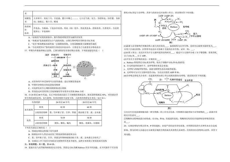 2024年高考第二次模拟考试：生物（江苏卷）（考试版）A303