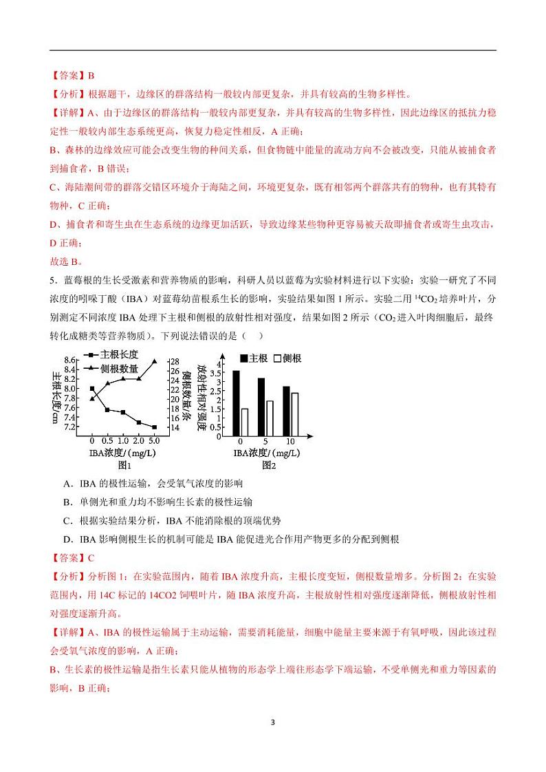 2024年高考第二次模拟考试：生物（江苏卷）（解析版）第3页