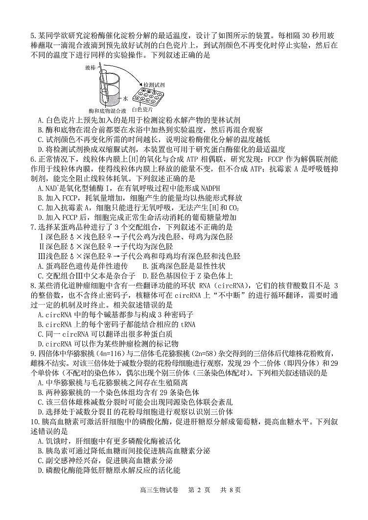 2024锦州高三下学期4月质量检测试题生物PDF版含答案（可编辑）02