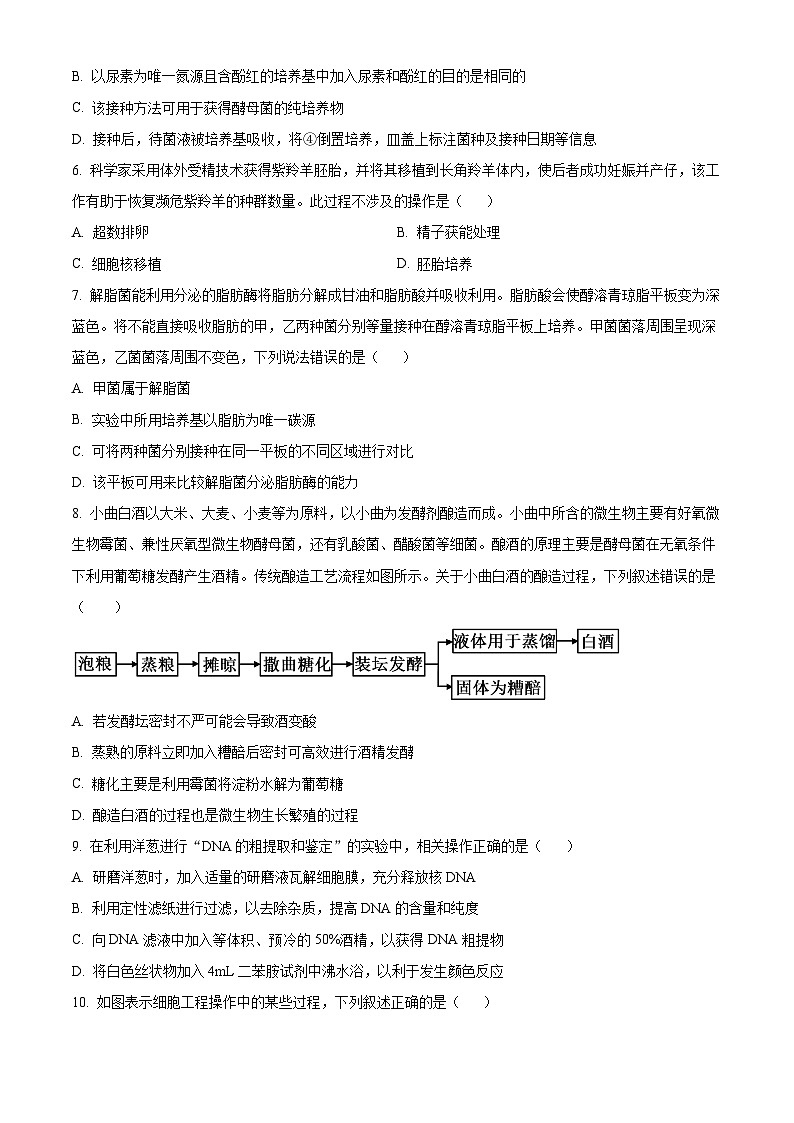 四川省眉山市仁寿县实验中学2023-2024学年高二下学期4月期中生物试题（原卷版+解析版）02