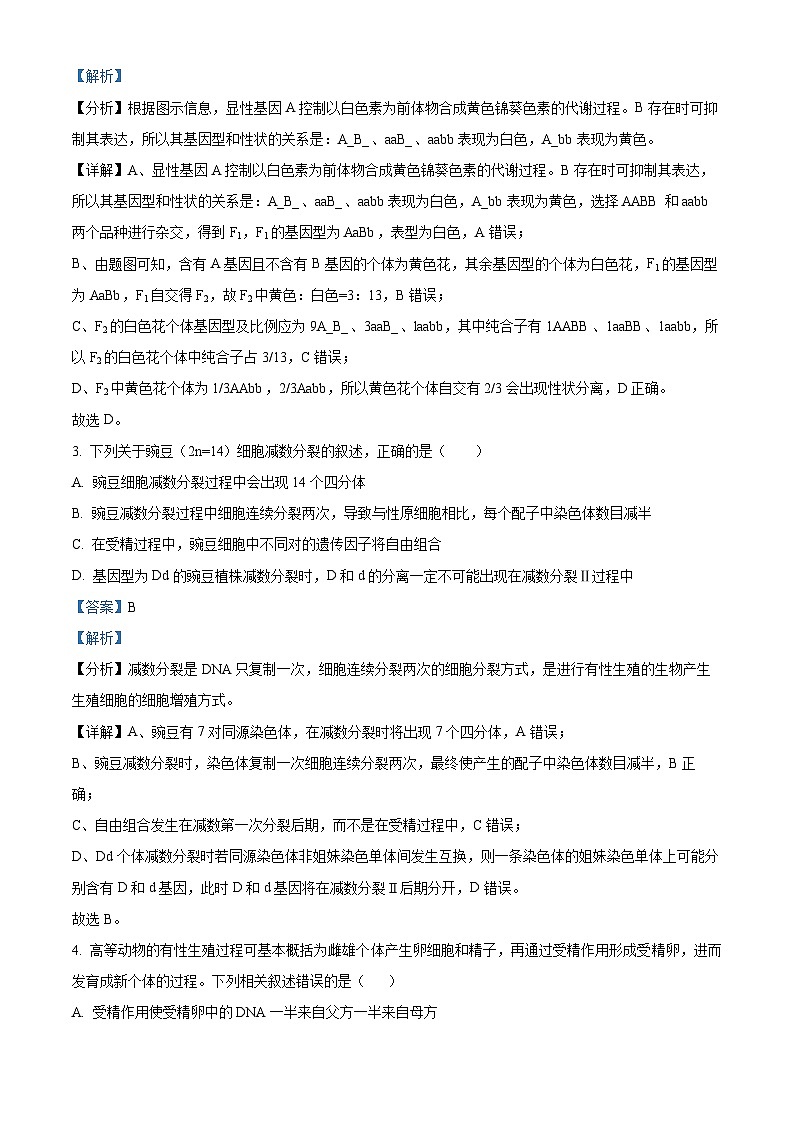 四川省眉山市仁寿县2023-2024学年高一下学期4月期中生物试题（原卷版+解析版）02