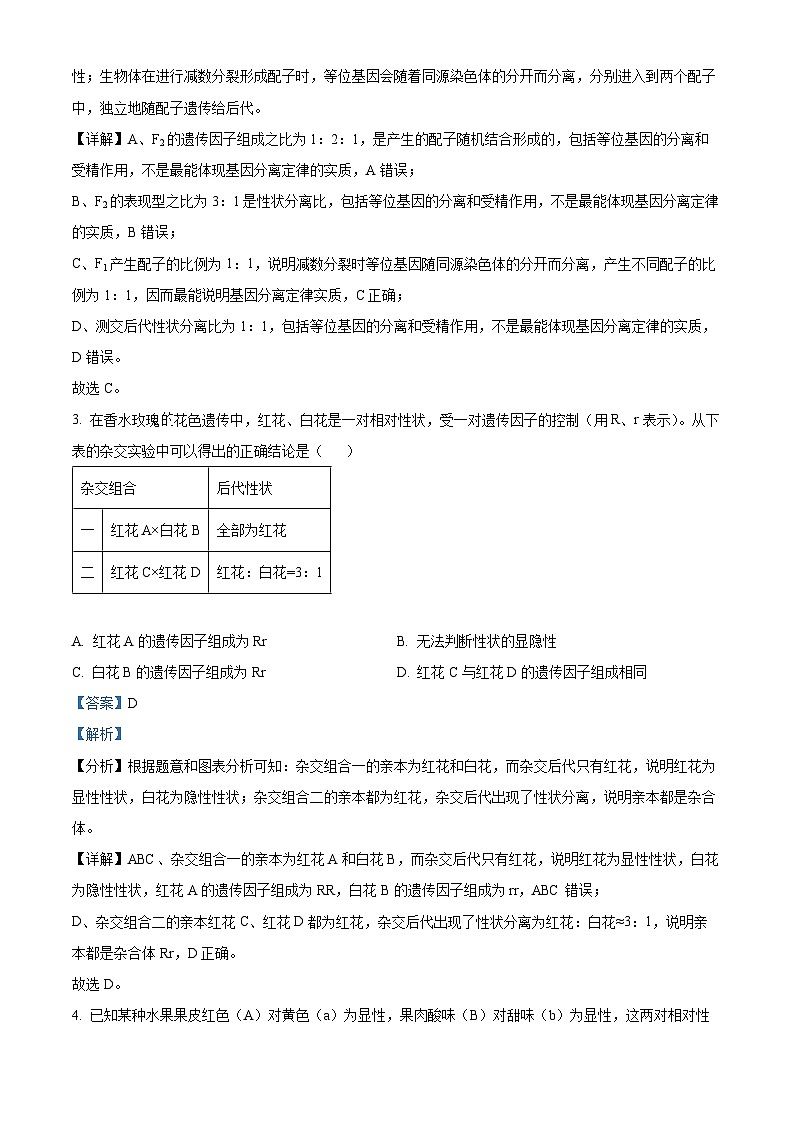 山东省潍坊市安丘市潍坊国开中学2023-2024学年高一下学期4月月考生物试题（解析版）第2页