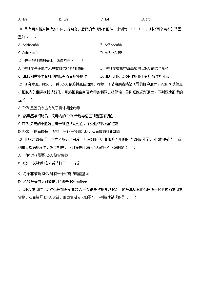 海南省海口市海南师范大学附属中学2023-2024学年高一下学期四月月考生物试题A卷（原卷版）第3页