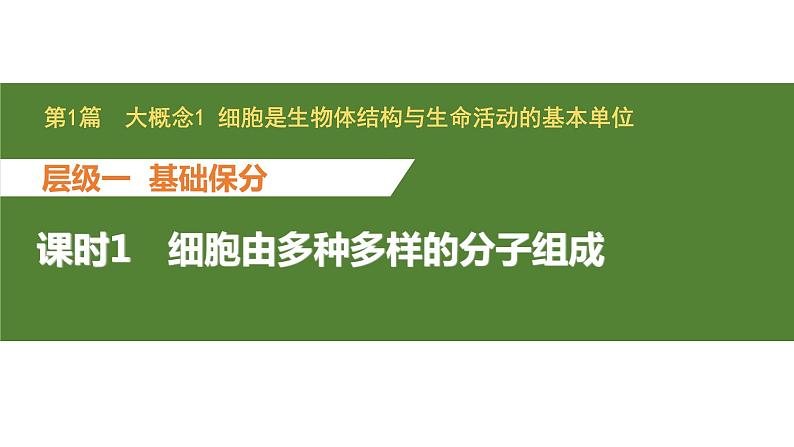 新教材2024届高考生物二轮复习1课时1细胞由多种多样的分子组成课件01