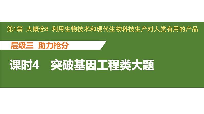 新教材2024届高考生物二轮复习8课时4突破基因工程类大题课件第1页