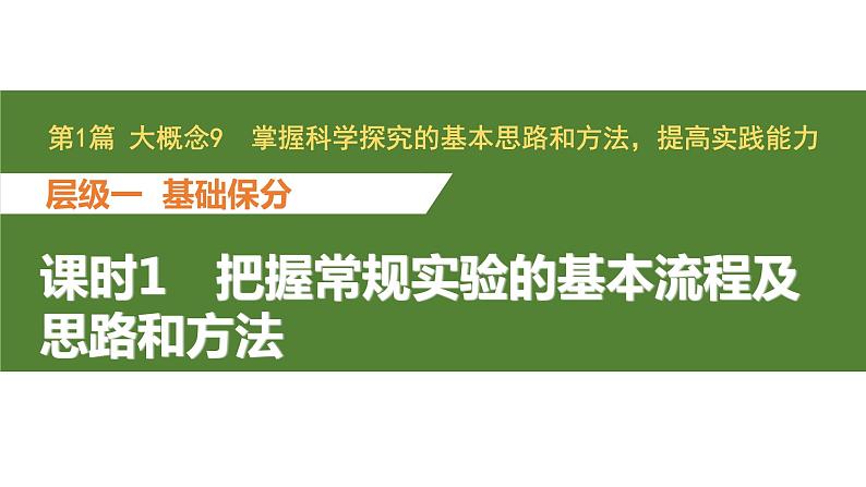 新教材2024届高考生物二轮复习9课时1把握常规实验的基本流程及思路和方法课件01