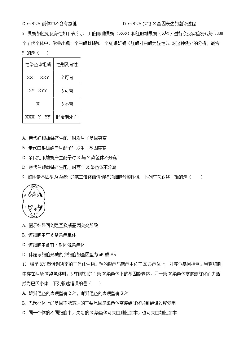 江苏省无锡市江阴南菁高中2023-2024学年高一下学期期中考试生物试卷（原卷版+解析版）03