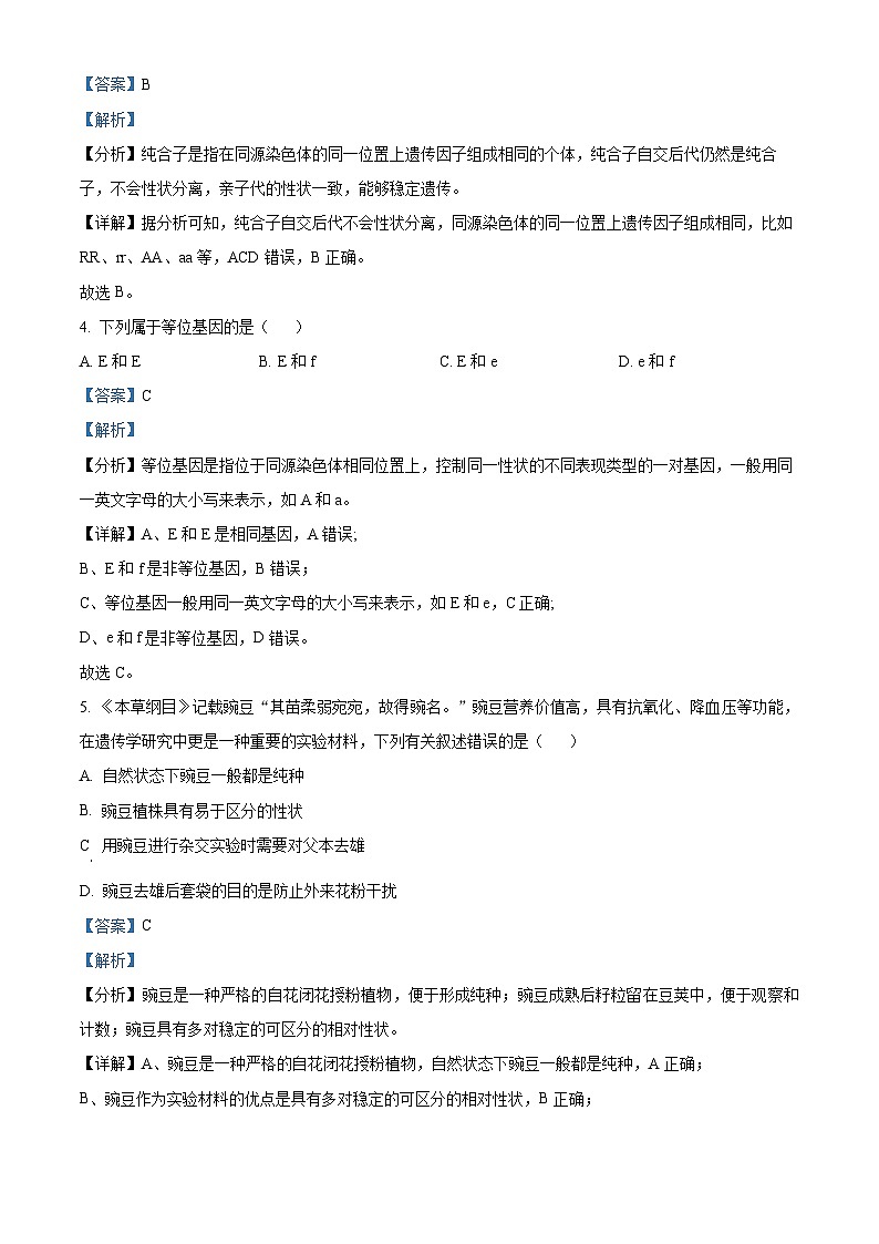 新疆兵团第三师图木舒克市鸿德实验学校2023-2024学年高一下学期期中考试生物试卷（解析版）第2页