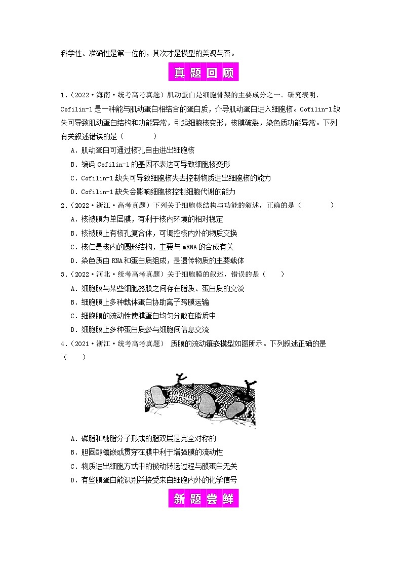 专题05 细胞膜与细胞核（原卷版）第2页