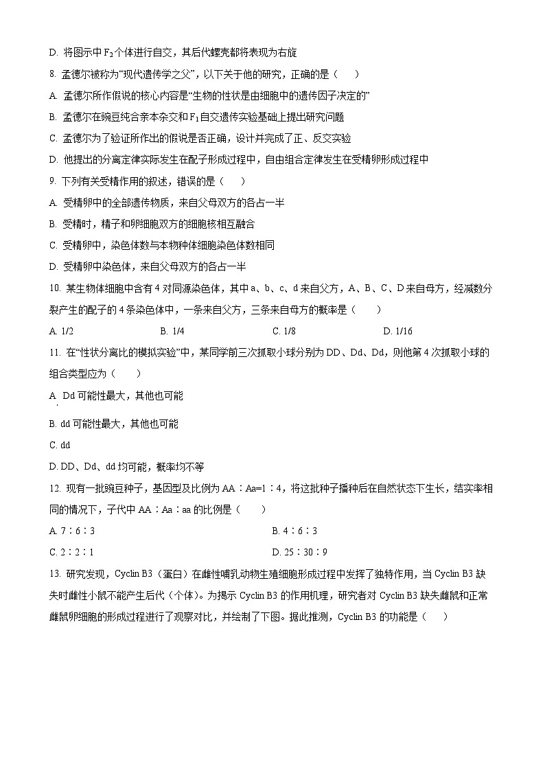 2024大连滨城高中联盟高一下学期4月月考试题生物含解析第3页