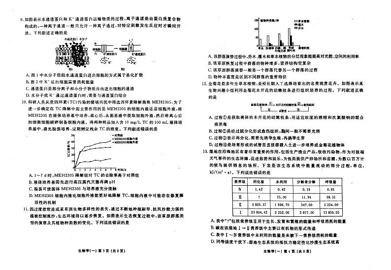 2024届广东省茂名市高三下学期普通高中学业水平选择考模拟试题生物试题（一）02
