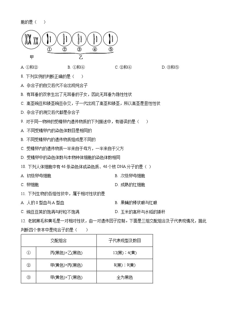 山东省济南外国语学校2022-2023学年高一3月月考生物试题02