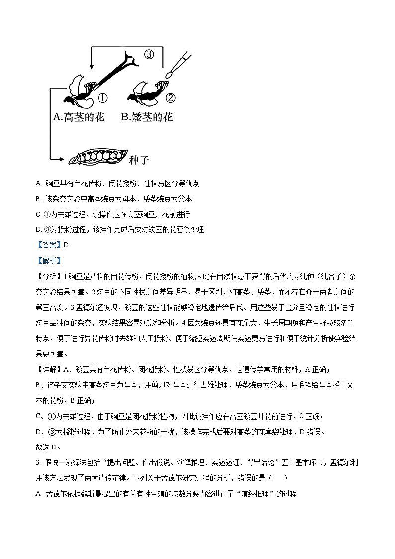 安徽省合肥市庐巢联盟2023-2024学年高一下学期第一次联考生物试卷（Word版附解析）02