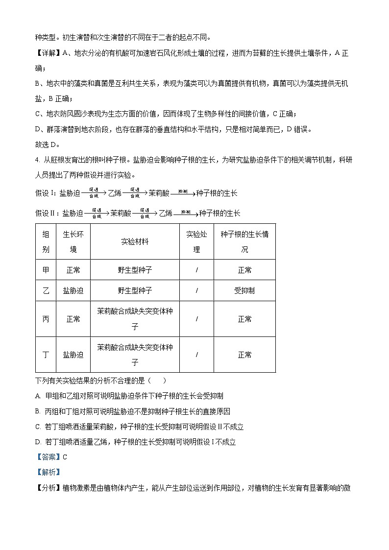 云南省曲靖市罗平县罗平第一中学2023-2024学年高三二模考试生物试题（原卷版+解析版）03