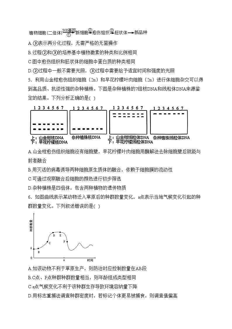 浙江省舟山中学2023-2024学年高二下学期4月月考生物试卷(含答案)第2页
