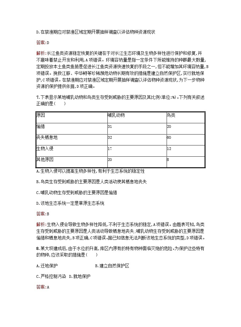 新教材高考生物复习第4章人类与环境过关检测课后训练浙科版选择性必修2含答案第3页