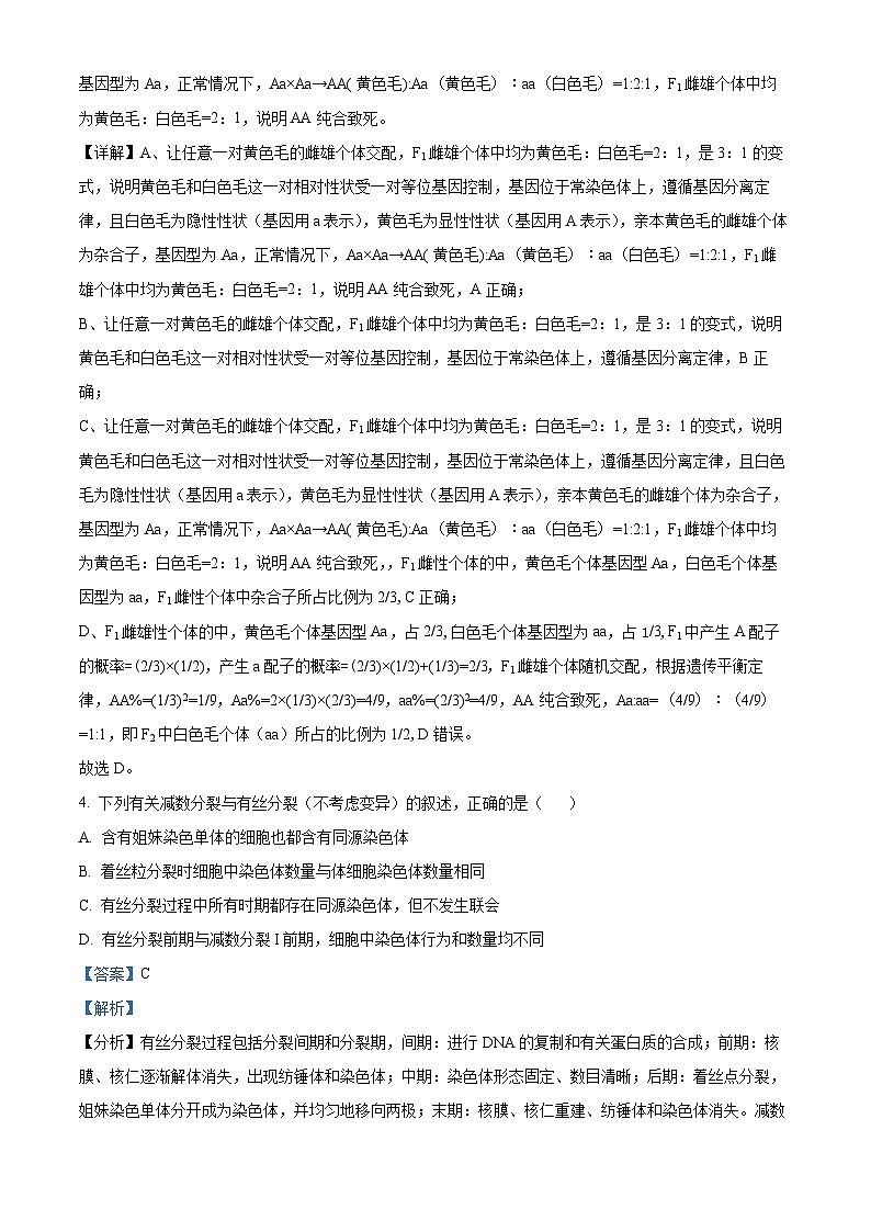 河南省南阳市六校期中联考2023-2024学年高一下学期4月期中生物试题（原卷版+解析版）03