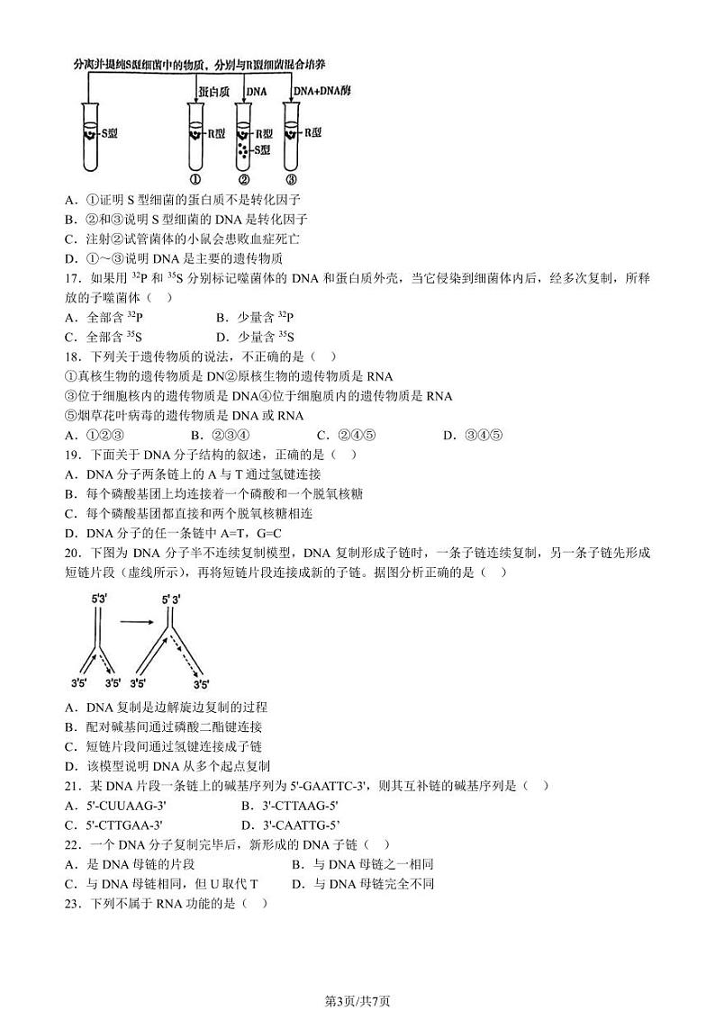 2024北京交大附中高一下学期期中生物试卷03