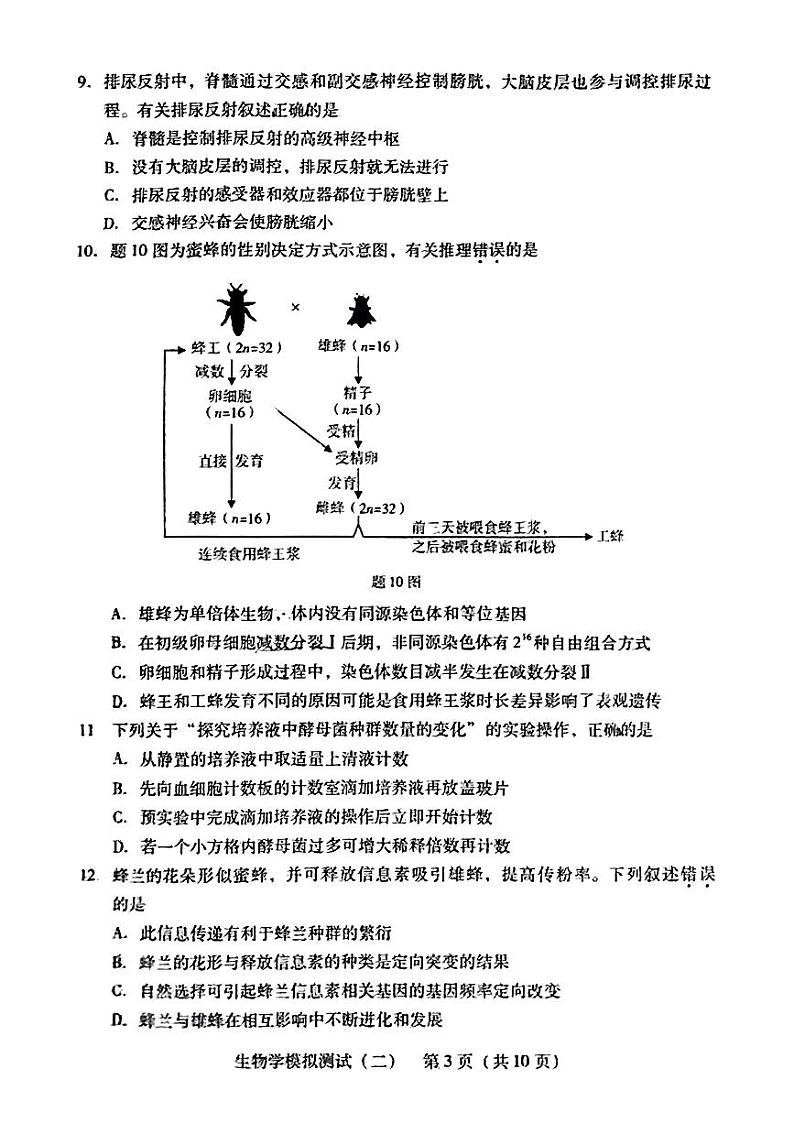 2024广东省高三下学期二模试题生物PDF版含答案03