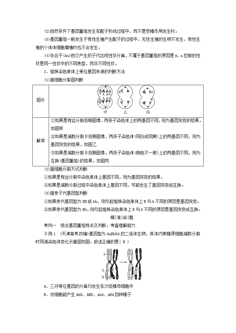 2025版高考生物一轮总复习教案必修2第七单元生物的变异育种与进化第一讲基因突变和基因重组考点二基因重组03