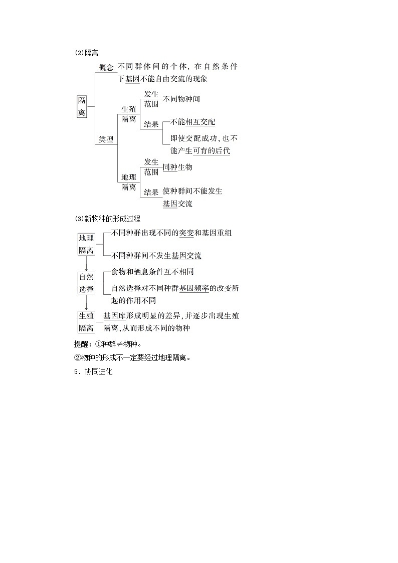 2025版高考生物一轮总复习教案必修2第七单元生物的变异育种与进化第三讲生物的进化考点二现代生物进化理论02