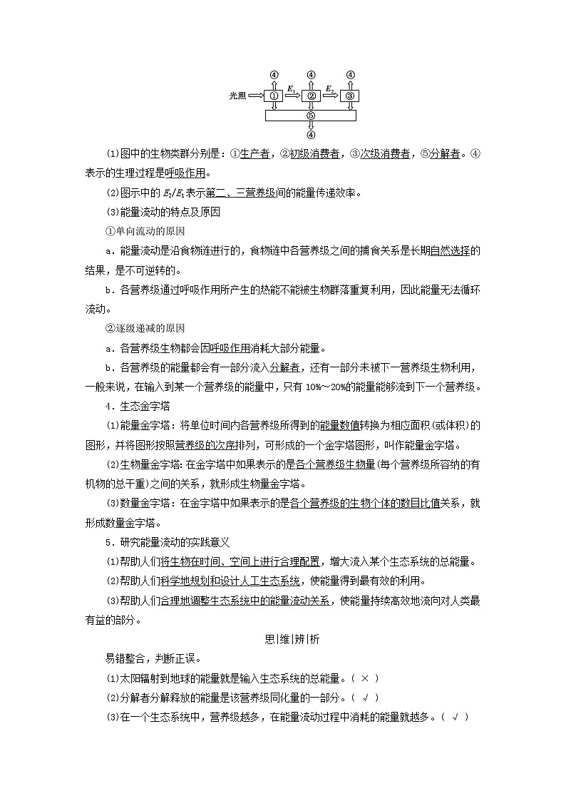 2025版高考生物一轮总复习教案选择性必修2第九单元生物与环境第三讲生态系统的结构与能量流动考点二生态系统的能量流动02
