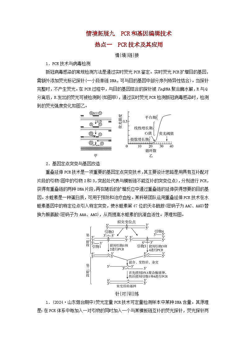 2025版高考生物一轮总复习教案选择性必修3情境拓展9PCR和基因编辑技术热点一PCR技术及其应用第1页