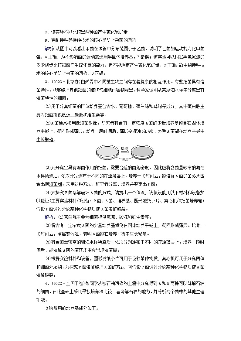 2025高考生物一轮复习素养提升练习选择性必修3第10单元生物技术与工程第2讲微生物的培养技术及应用03
