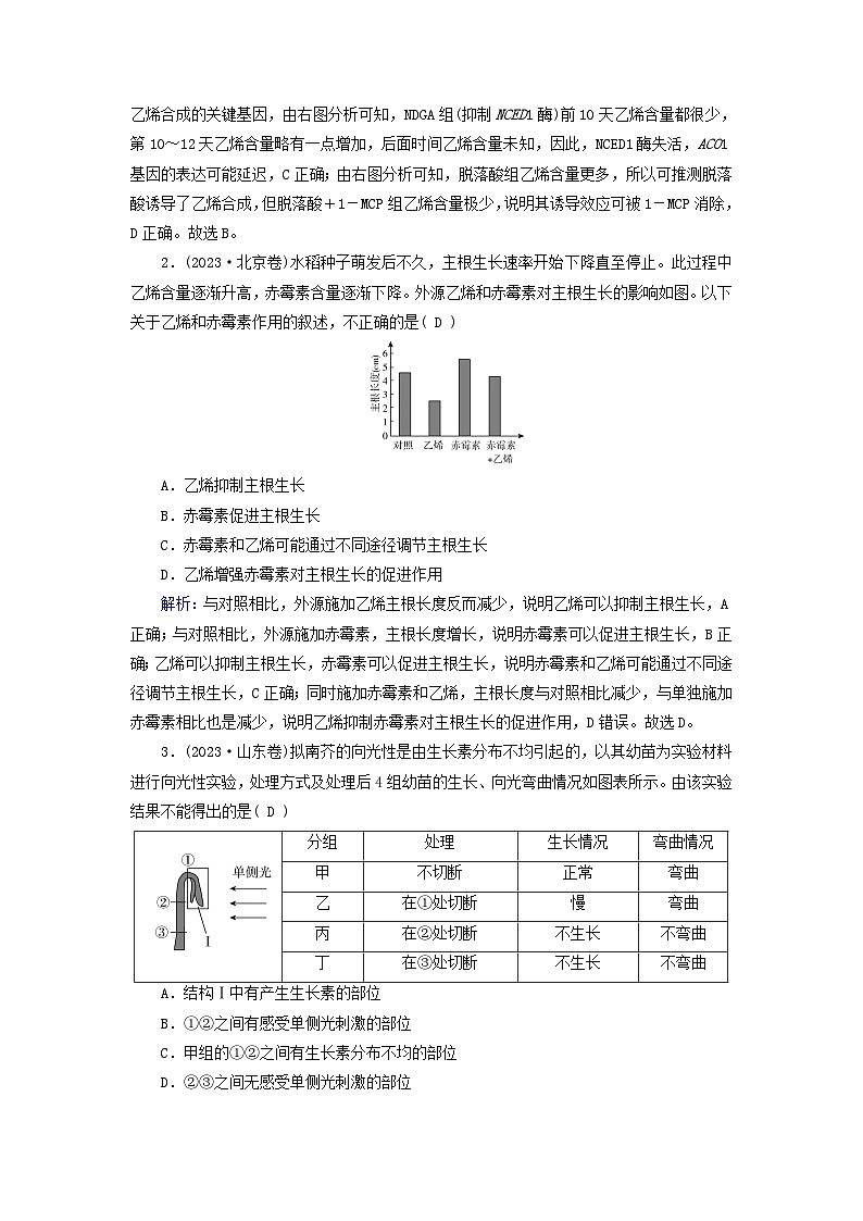 2025高考生物一轮复习素养提升练习选择性必修1第8单元稳态与调节第7讲植物生命活动的调节第2页