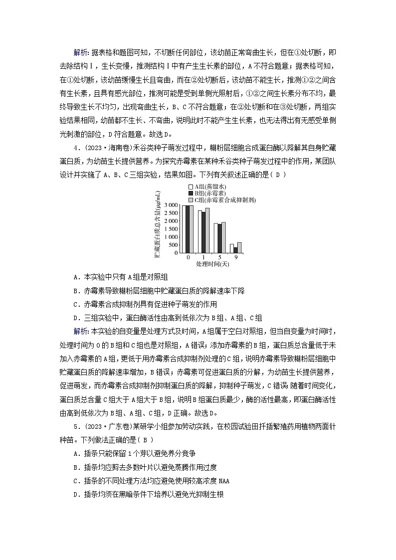 2025高考生物一轮复习素养提升练习选择性必修1第8单元稳态与调节第7讲植物生命活动的调节第3页