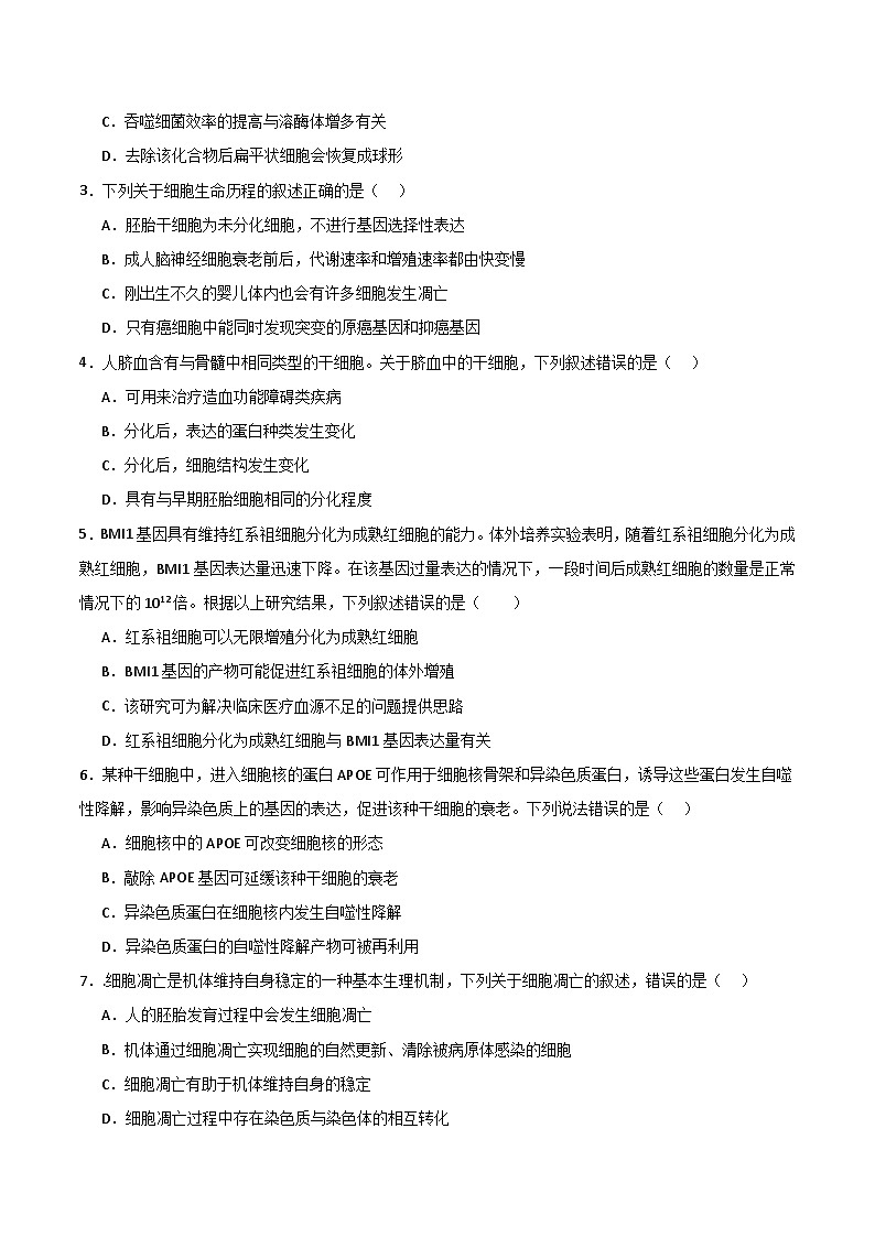 单元检测卷04 细胞的生命历程（原卷版）第2页