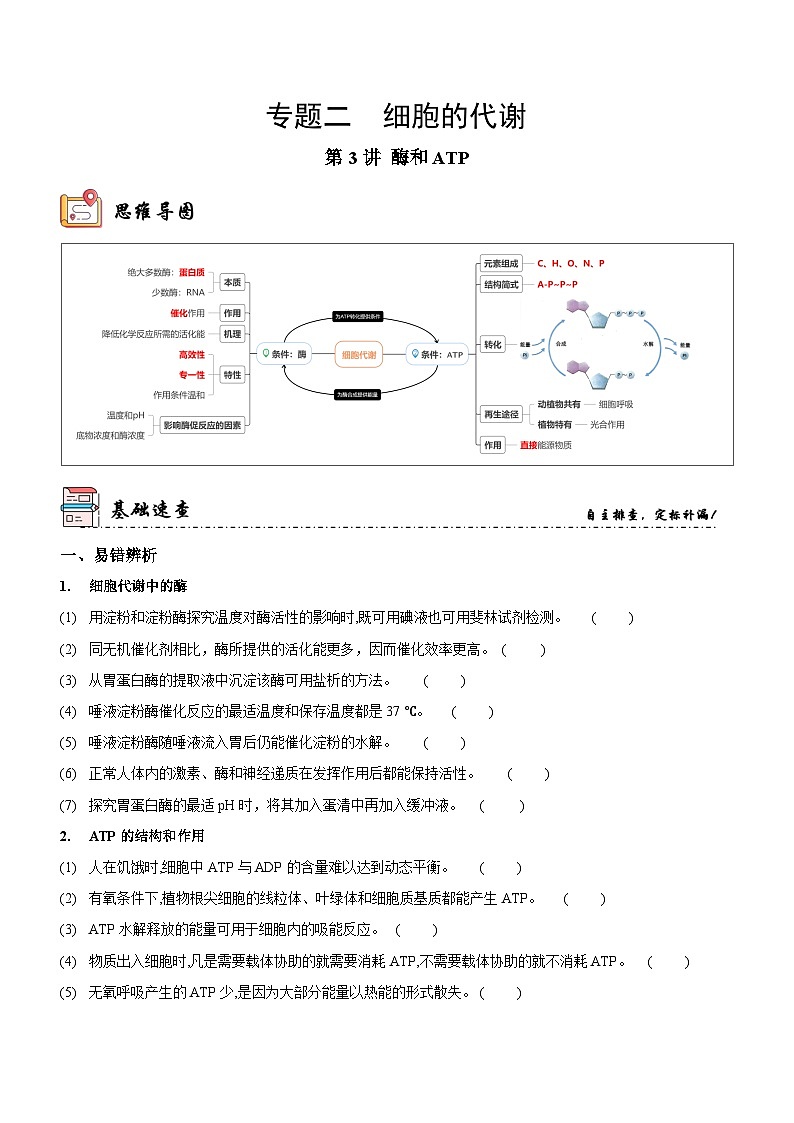第3讲 酶和ATP（讲练）-新高考生物二轮复习讲练测（新教材专用）01