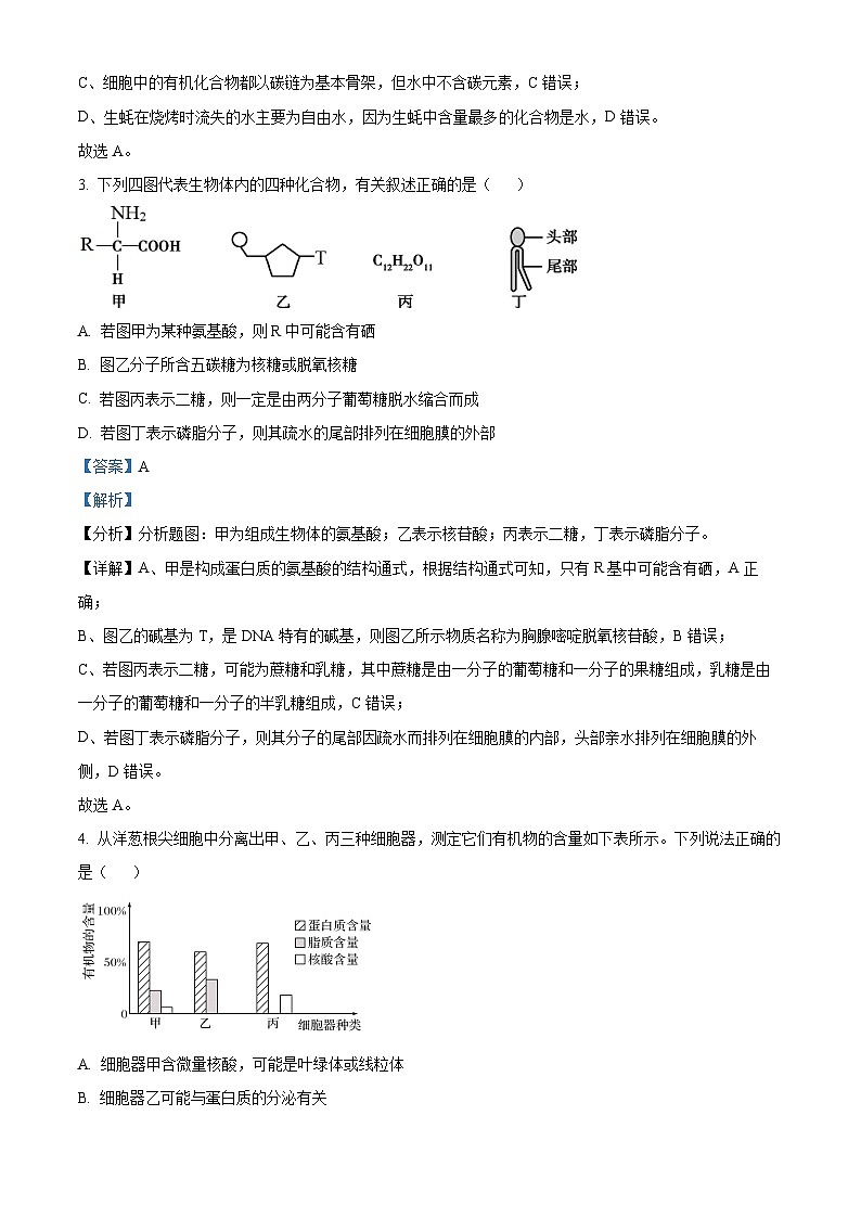 湖南省常德市第一中学2023-2024学年高一下学期第一次月考生物试题（原卷版+解析版）02