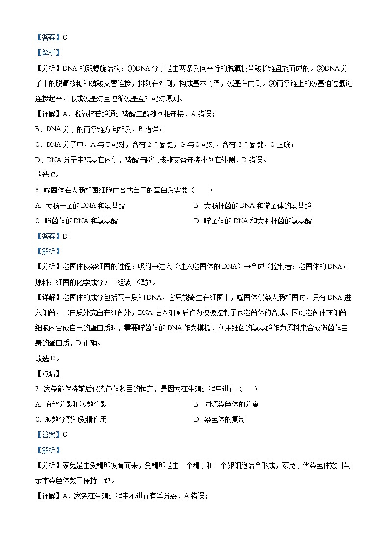 湖南省邵阳市邵东市第四中学2023-2024学年高一下学期4月期中考试生物试题（原卷版+解析版）03