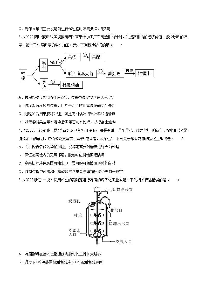 专题卷11 发酵工程 -【小题小卷】冲刺最新高考生物小题限时集训（新高考专用）02