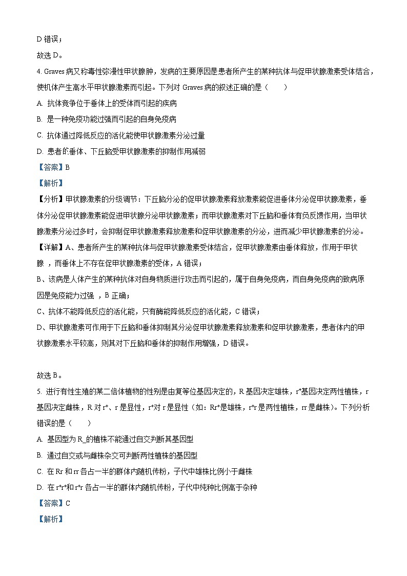 四川省成都市简阳实验学校2023-2024学年高三下学期4月模拟生物试卷（解析版）第3页