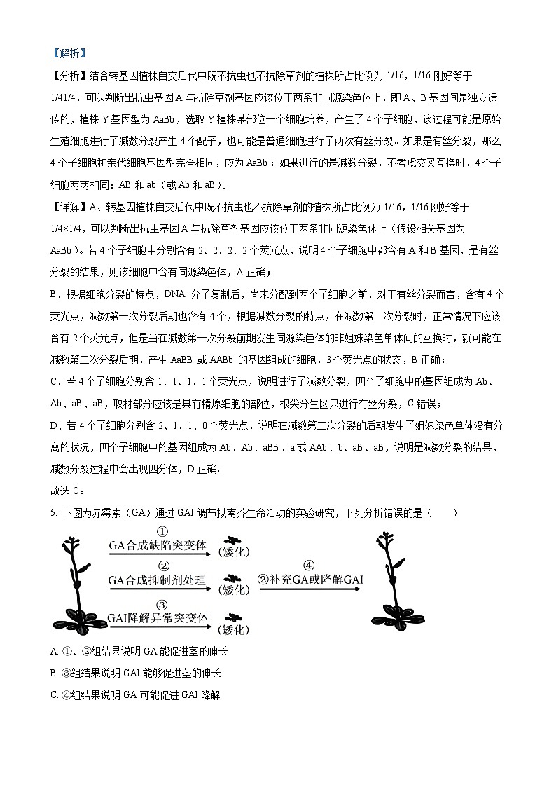 天津市和平区第一中学2023-2024学年高三下学期第四次月考生物试题（解析版）第3页