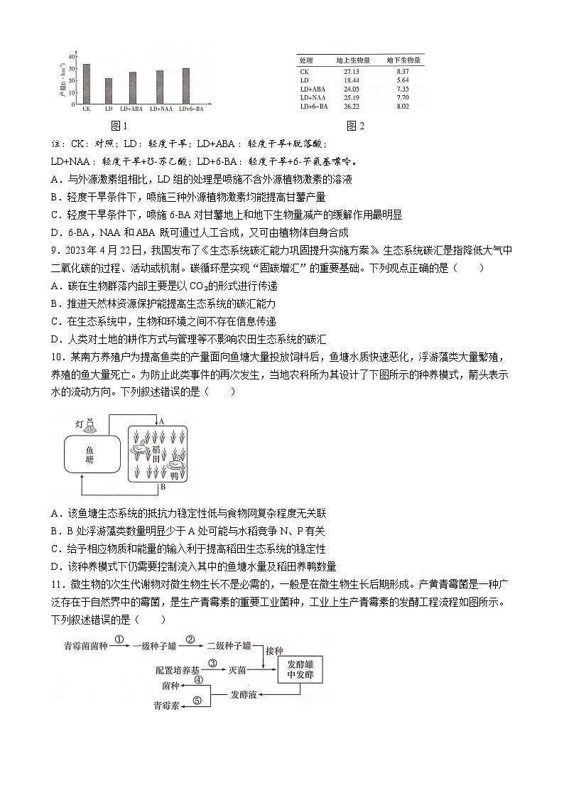 湖南名校联考联合体2024届高三下学期高考考前仿真联考生物试题（Word版附解析）第3页