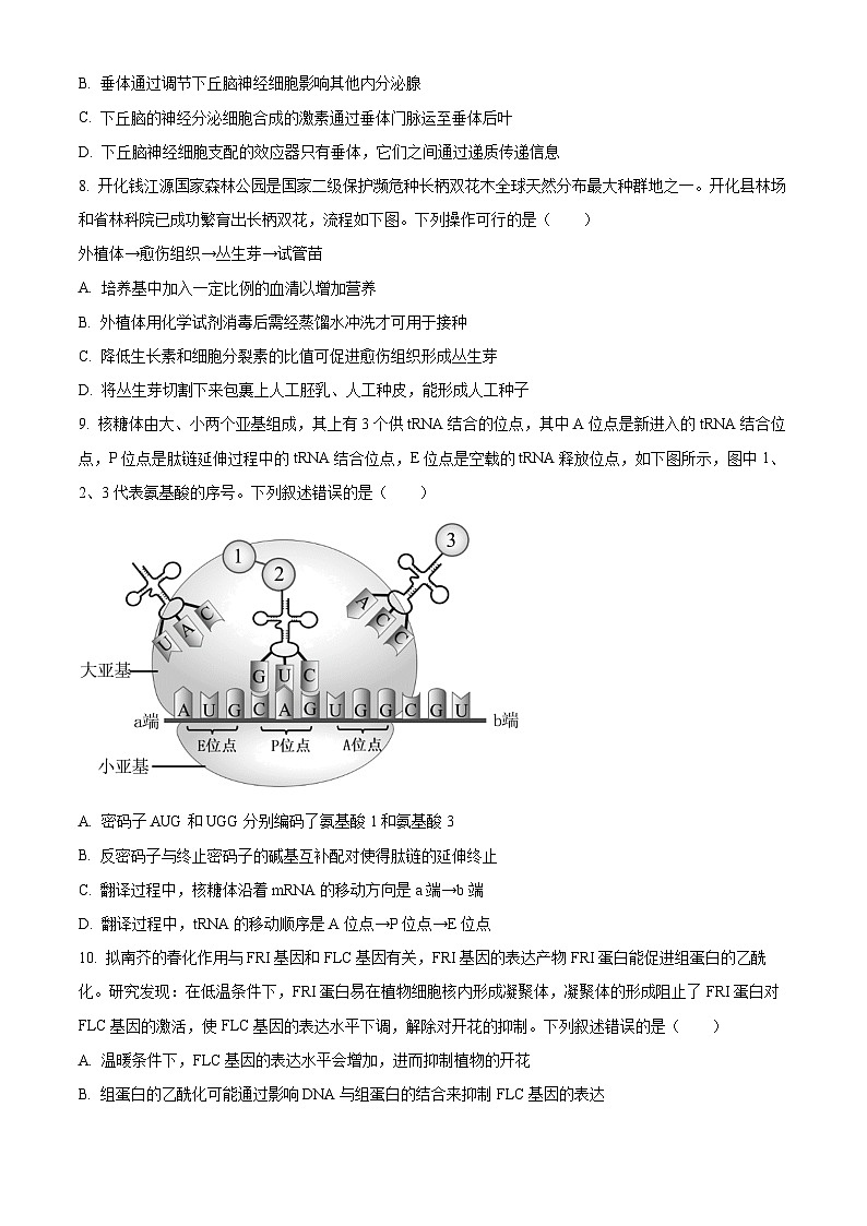 浙江省衢温5+1联盟2023-2024学年高二下学期期中联考生物试题 Word版无答案第3页