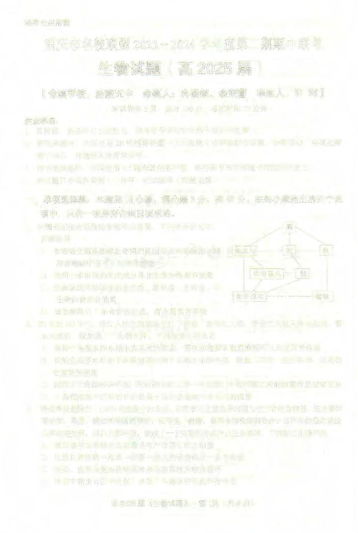2024重庆市名校联盟高二下学期4月期中联考试题生物PDF版含答案01