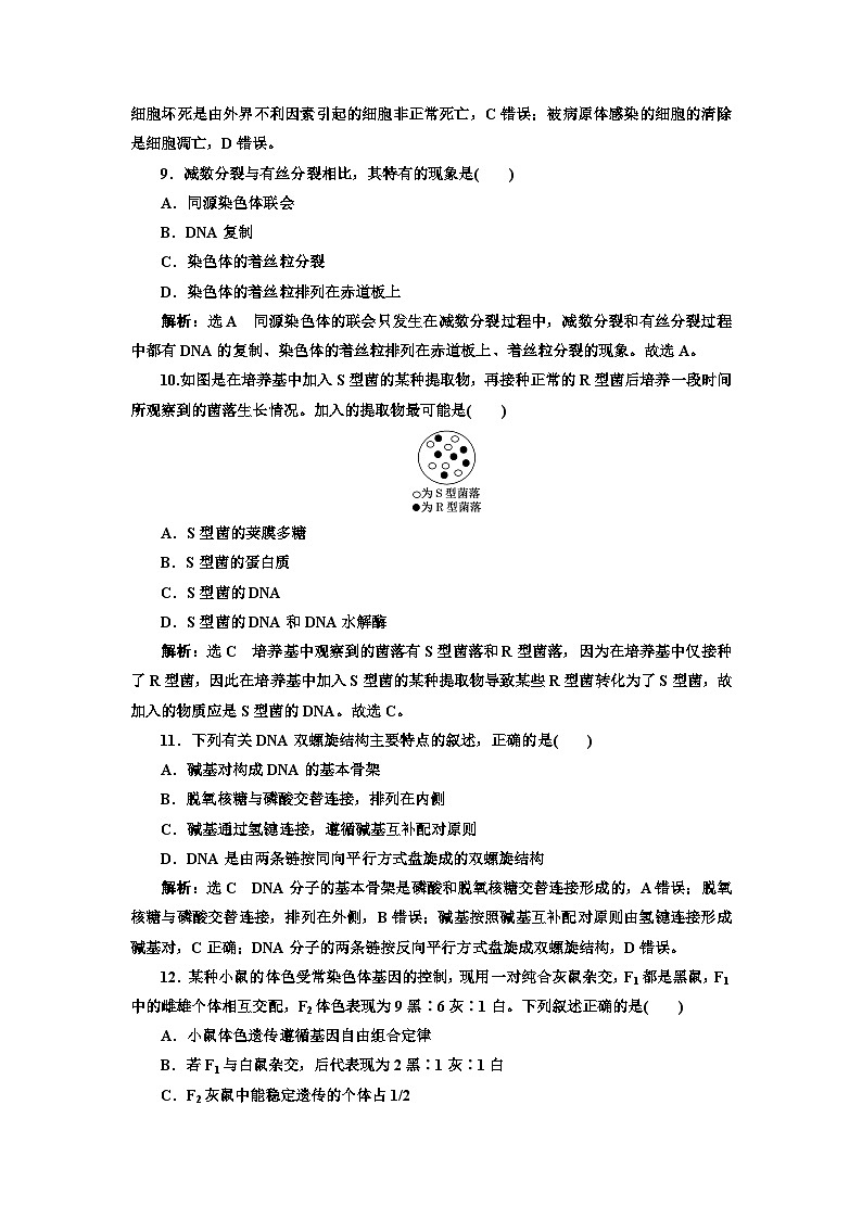人教版高中生物必修2学业水平考试验收检测（二）含答案03