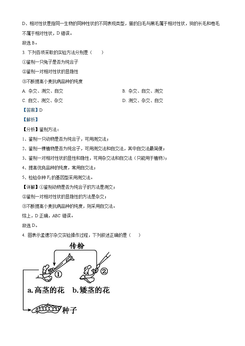 云南省昆明市禄劝彝族苗族自治县第一中学2023-2024学年高一下学期3月月考生物试题 Word版含解析第2页