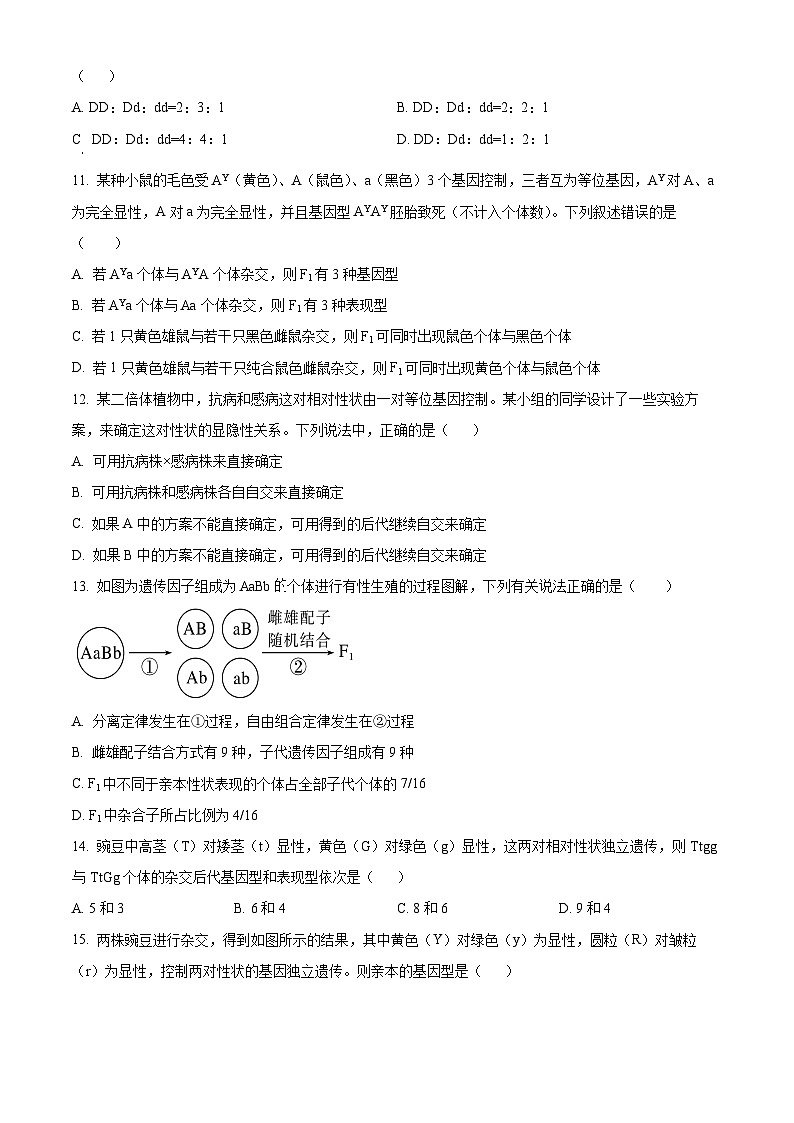 云南省昆明市师范大学附属中学2023-2024学年高一下学期3月月考生物试题 Word版无答案第3页