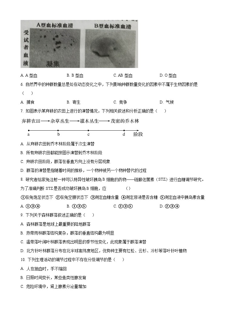 浙江省绍兴市上虞区2023-2024学年高二上学期期末教学质量调测生物试题 Word版无答案第2页
