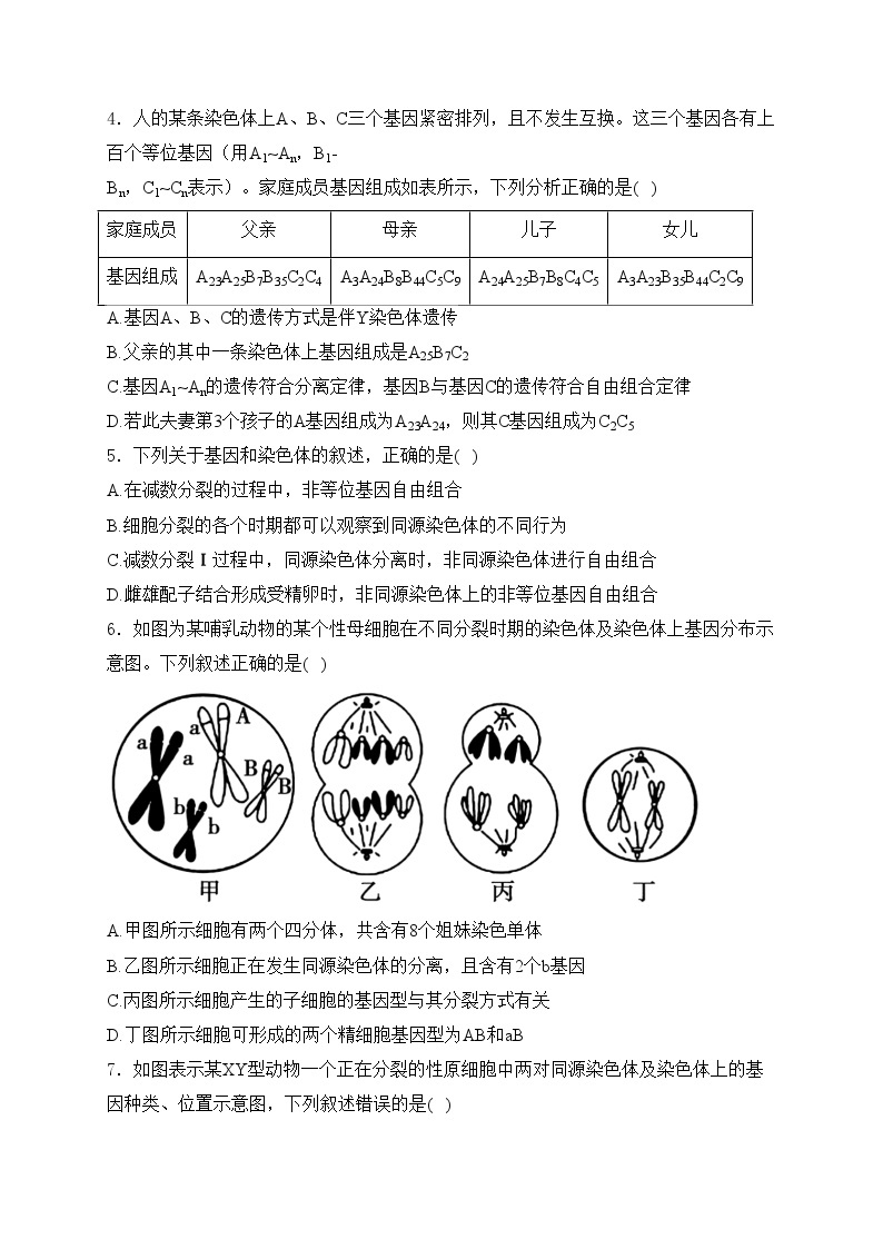 湖北省武汉市部分重点高中2023-2024学年高一下学期期中考试生物试卷(含答案)02