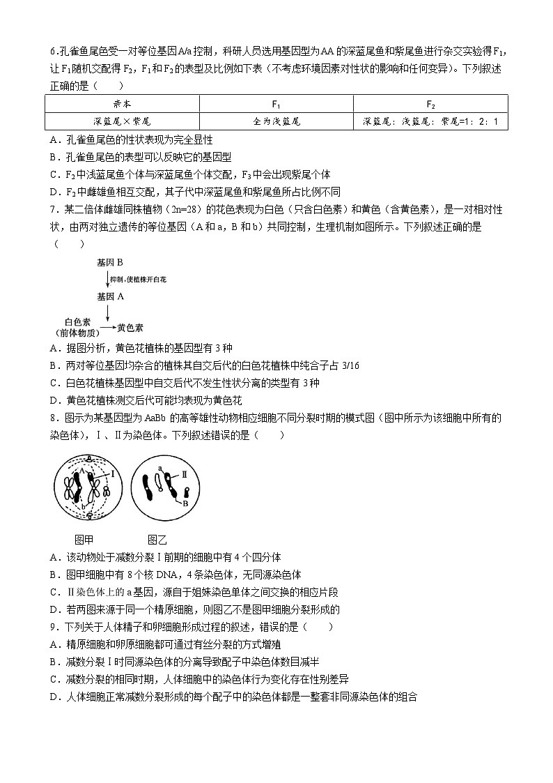 山西省大同市2023-2024学年高一下学期4月期中生物试题第2页