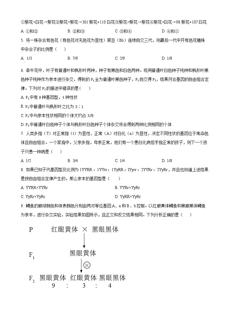 安徽省合肥市庐巢联盟2023-2024学年高一下学期第一次联考生物试题无答案第2页