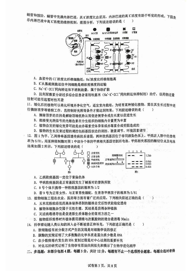 2024届江苏省苏州市南京航空航天大学苏州附属中学高三下学期二模生物试题03