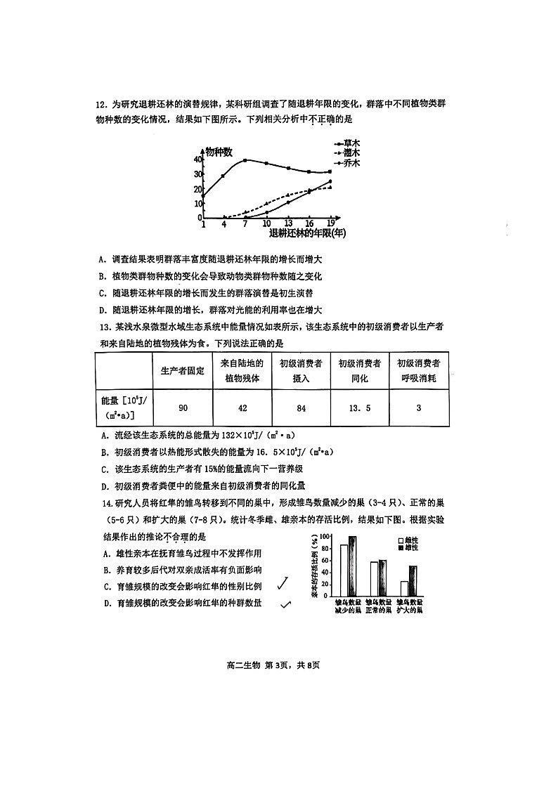福建省福州市福清市2023-2024学年高二下学期期中考试生物试题03