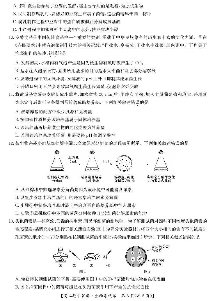 湖北省鄂州市部分高中教科研协作体2023-2024学年高二下学期期中联考生物学试卷03